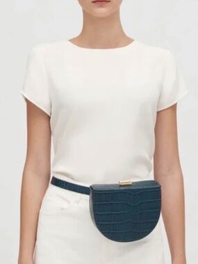 Cuyana NWT Croc Embossed Leather Crescent Belt Bag